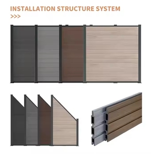Clôture d'intimité moderne en bois composite imperméable à l'eau, panneau de clôture décoratif avec poteau en <span class=keywords><strong>aluminium</strong></span> - Product Image 6