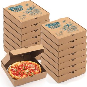 Boîte à pizza à emporter en gros d'usine 7 <span class=keywords><strong>8</strong></span> 9 10 12 14 pouces Boîte à pizza en carton ondulé Kraft personnalisée avec votre logo - Product Image 1