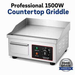 Commercial 1500W Electric <b>Flat</b> <b>Top</b> <b>Griddle</b> Professional Stainless Steel Countertop <b>Griddle</b> Machine for Restaurant Kitchen - Product Image 4