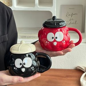 Caneca de Cerâmica com Tampa em Estilo Cartoon - Presente para o Dia das Crianças e Dia dos Namorados para Casais e Caneca de Café Feminina - Product Image 3