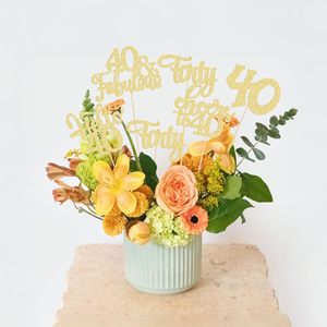 Gyufise - 15 Piezas de Decoración Floral para Centro de Mesa de Fiesta de 40 Cumpleaños, Diseño de Feliz Cumpleaños Número 40, Dorado, Hecho en China - Product Image 5