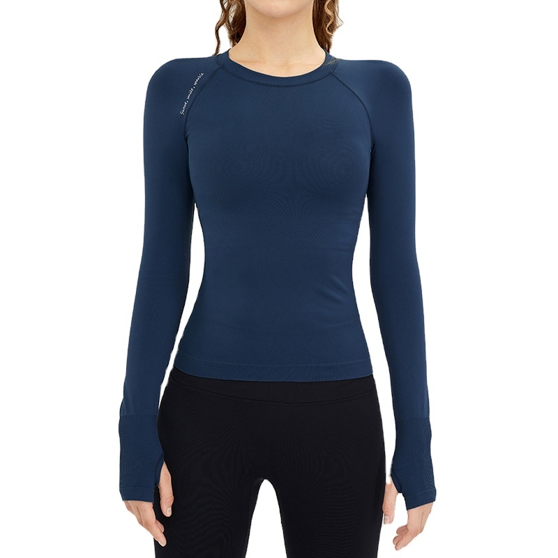 Women Long Sleeve Tight Yoga Wear Tops Seamless Nude Stretch Running Fitness Long Sleeve T-Shirt