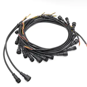 Xconnect/holidaycoro סגנון 3 Core שחור עמיד למים צמת כבל זכר/נקבה 50cm כל