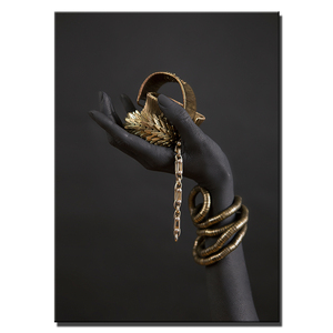 Arte <span class=keywords><strong>de</strong></span> Pared con Lienzo <span class=keywords><strong>de</strong></span> Mano <span class=keywords><strong>de</strong></span> <span class=keywords><strong>Mujer</strong></span> Negra con Joyas Doradas, Pósters e Impresiones Pop Art, Decoración <span class=keywords><strong>de</strong></span> Pared - Product Image 3