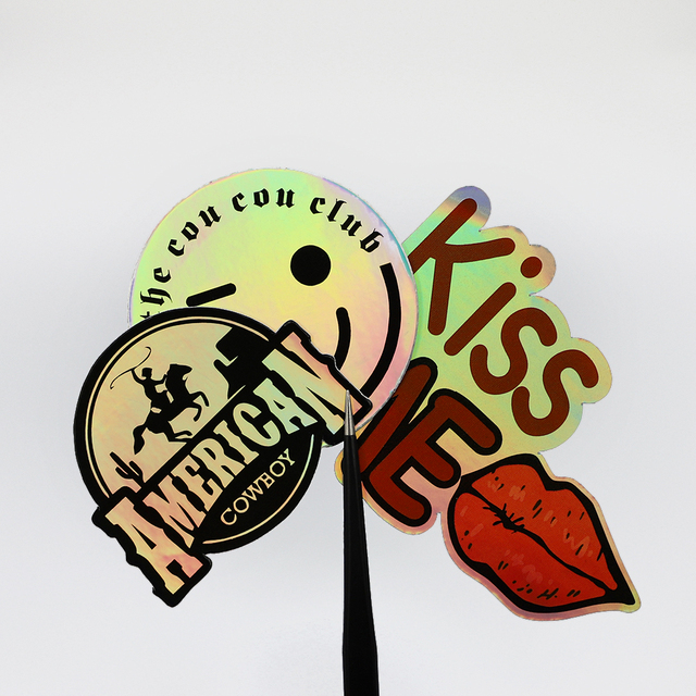 Custom Waterproof Printing Logo PVC Label Shiny Die Cut Reflective Rainbow Glitter Hologram Holographic Vinyl Cartoon Sticker