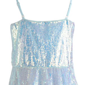 Per bambini ODM Party Performance Dress bianco piuma azzurra strass strass tracolla con scollo a o abito da bambina - Product Image 3
