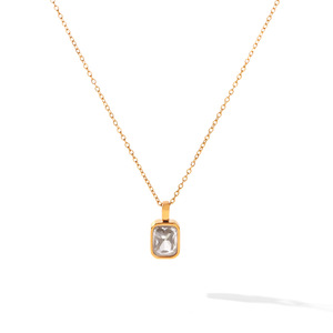 High Polished <b>Long</b> Lasting Color Gold Plated Stainless Steel <b>Necklace</b> Inlaid Zircon Pendant for Women - Product Image 6