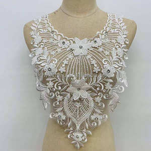 Blanc tridimensionnel perlé paillettes dentelle fleur autocollants haut de gamme bricolage costume <span class=keywords><strong>décolleté</strong></span> robe <span class=keywords><strong>voile</strong></span> décoration accessoires - Product Image 3