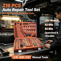 Ensemble d'outils de réparation automobile de 216 pièces, best-seller ; trempé par procédé de refroidissement rapide ; approvisionnement direct usine.
