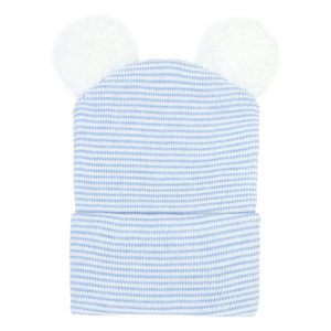 Nouveau Bonnet Turban Rayé en Coton pour Nouveau-né, Chapeau de Naissance pour Bébé Fille, Bonnet Doux à Motif Ours de Dessin Animé pour Tout-petit, Bandeau Chaud pour Bébés - Product Image 4