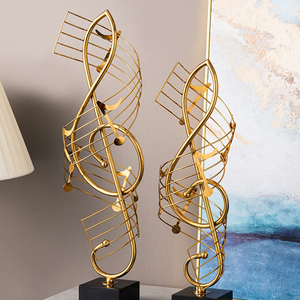 美丽的金色音乐音符摆件金属工艺品家居装饰品3d雕塑工艺艺术品