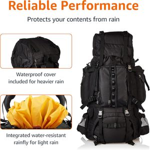 75L Internal Frame <b>Backpack</b> Large Hiking Rucksack Rain Cover Lightweight Camping Mountaineering <b>Trekking</b> Travel Daypack For Men - Product Image 4