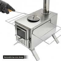 Réchaud de tente multi-scènes en acier inoxydable avec pieds pliables, plaque de cuisson supérieure détachable, portable, haute efficacité pour la chasse et la pêche