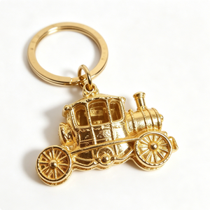 Porte-clés vintage en forme de train à vapeur doré, en alliage de zinc, forme 3D, fait main, souvenir, cadeau - Product Image 6