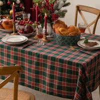 Nappe de Noël à carreaux rectangulaire - Lin rouge à carreaux de buffle en polyester, nappes de Noël