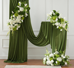 Centrotavola Floreale Artificiale a Sfera, Sfondo per Corridoio, Verde e Bianco, con Ortensie e Gigli per Decorazioni di Matrimoni ed Eventi - Product Image 4