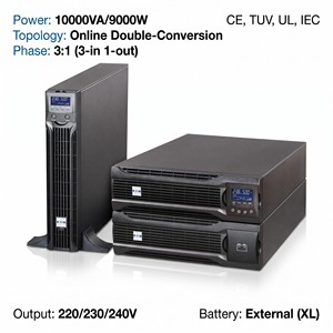 Sistema UPS de Doble Conversión en Línea DX Series DXRT10KXL31 de 10kVA, 3 Fases, CE ISO, con Batería de Larga Duración para Sistemas de Energía Industriales - Product Image 3