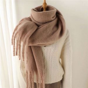 Écharpe longue d'hiver pour femme en gros, avec pompons, couleur unie, châle en pashmina, chaud, luxueux, en acrylique - Product Image 5