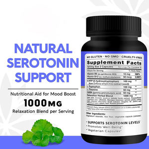 OEM Serotonin güçlendirici bitkisel takviyesi 5-HTP <span class=keywords><strong>Vitamin</strong></span> <span class=keywords><strong>B6</strong></span> B12 GABA L Theanine L Tryptophan ile kapsüller Serotonin dönüşüm için - Product Image 2