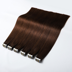 Selotip rambut Virgin India lurus kutikula 100% dalam ekstensi rambut manusia asli sutra gelombang lurus pita mulus digambar ganda kain Ins - Product Image 3