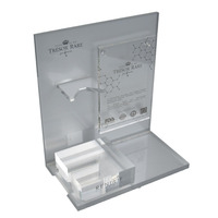 Présentoir de comptoir en plastique, décor de présentation, Design libre, produits de soins de la peau, en cristal doré, acrylique, étagère pour maquillage et cosmétiques