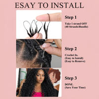 Extensions de cheveux humains à plumes de 18 pouces, 50 mèches réutilisables, texture Deep Wave, pour tresses au crochet