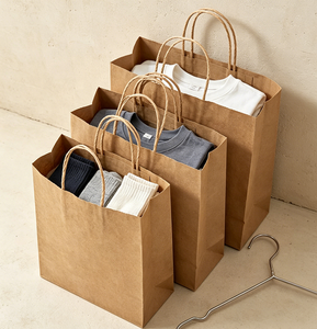 Bolsas de Papel Kraft Ecológicas al por Mayor, Bolsas de Embalaje Reciclables para Llevar, para Cafeterías, Tiendas de Leche y Té, Panaderías, Tiendas de Regalos - Product Image 1