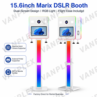 Photomaton professionnel à double écran DSLR, écran tactile 15,6 pouces, lumière RVB, kiosque en métal avec dissipateur de chaleur pour mariage, fête, événement