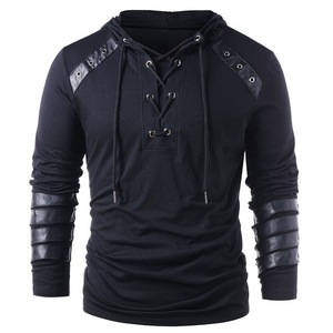 T-shirt médiéval pour homme adulte, sweat-shirt gothique steampunk, chemise à lacets à manches longues, pull à capuche, chemise d'Halloween, hauts, chemise - Product Image 2