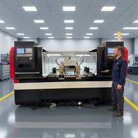 Tour CNC à entraînement central haute efficacité 4 axes, double broche, double tourelle, usinage simultané des deux extrémités pour essieux automobiles GSK