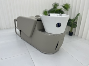 High-end Barber Shop Semi-<b>reclining</b> Modern Stainless Steel Massage Hair Washing Bed Flushable Basin Salon Use - Product Image 3