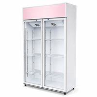 Mini-réfrigérateur commercial vertical sur mesure pour supermarché, 2 portes vitrées, équipement de réfrigération, vitrine réfrigérée pour boissons