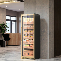 Armoire à cigares à porte vitrée simple en bois de cèdre, température et humidité réglables, écran tactile LED, réfrigération certifiée ETL