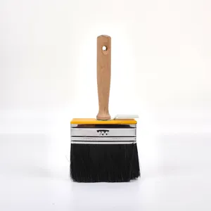 Black bristle hair round wood handle hook with barrel side ceiling paint brush