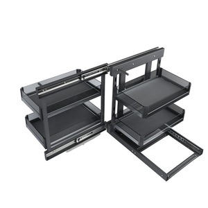 Unihopper <b>Corner</b> Pull-Out Basket Double Layer Drawer Type <b>Storage</b> Organizer for <b>Kitchen</b> Cabinets Minimalist Design Removable - Product Image 2