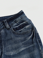 Jean évasé taille mi-haute pour femme, broderie aigle, poche arrière, denim délavé vintage, coupe bootcut