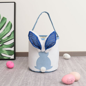 DAMAI Easter Bunny <b>Baskets</b> Easter <b>Egg</b> Hunt Bags Easter Candy Carry Bucket Storage Gift Tote Bags with Handles for Kids - Product Image 4