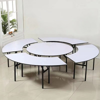 Tables Pliantes Modernes en Bois Rectangulaires et Rondes pour Événements en Extérieur, Mariages, Dîners, Restaurants, et Banquets