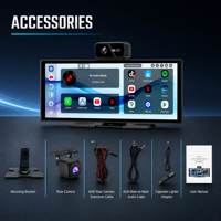 Autoradio portable Android 13 avec caméra de recul, CarPlay, Android Auto, AirPlay, écran miroir, carte TF, type-C