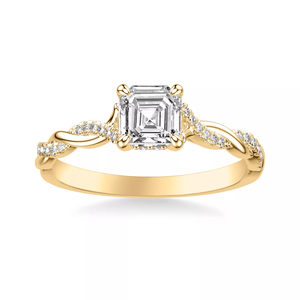 แหวนหมั้นเพชรทรง Asscher ขนาด 1-5 กะรัต ทอง 10K 14K 18K เพชรเพาะเลี้ยงในห้องปฏิบัติการ ดีไซน์ก้านบิดประดับเพชรด้านข้าง พร้อมใบรับรอง IGI - Product Image 2
