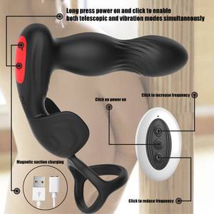 Masajeador de Próstata Telescópico de Silicona, Vibrador de Masaje Masculino con Tapón Anal y Anillo de Eyaculación, Juguete con Control Remoto para Hombres - Product Image 6