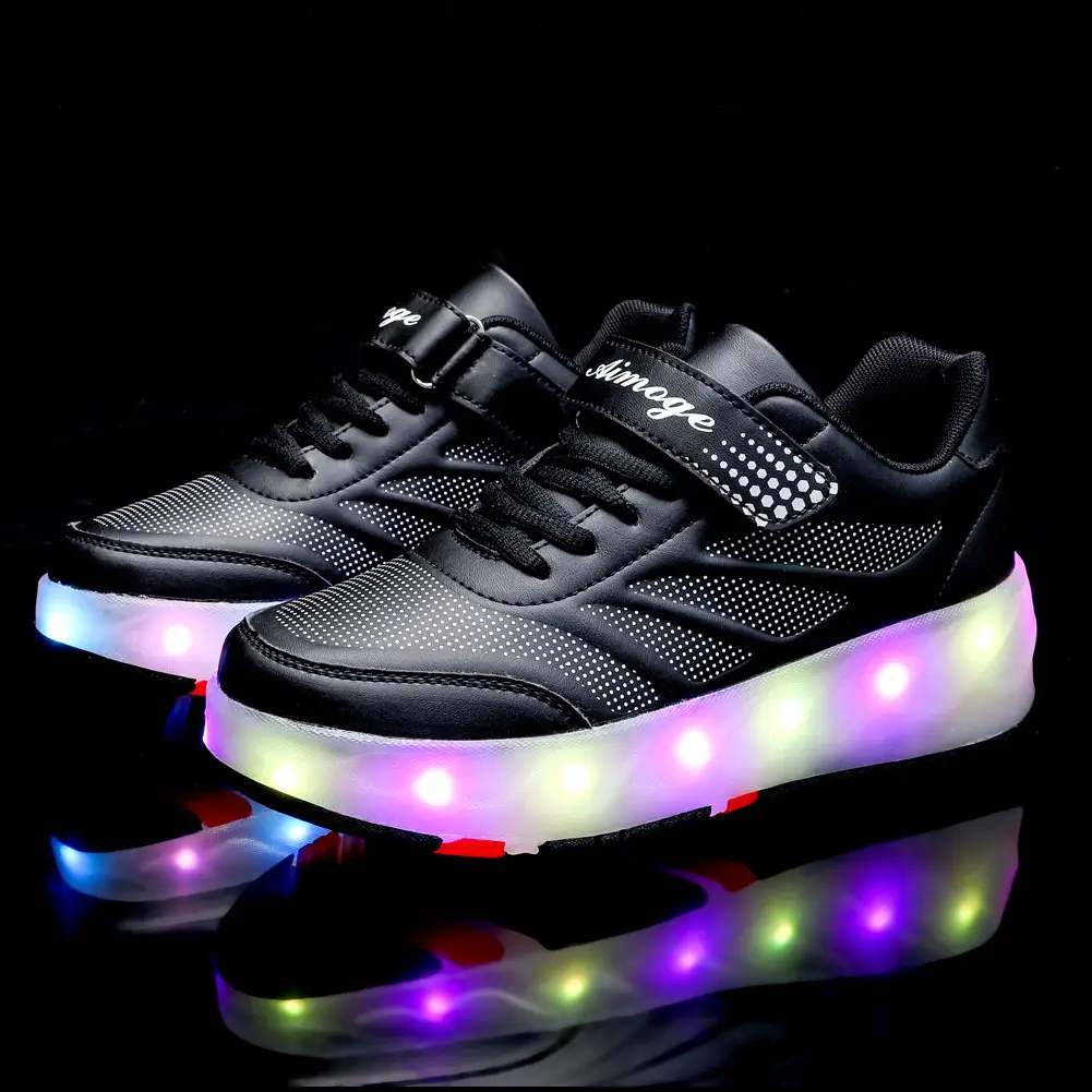 Zapatillas con ruedas LED para niños con ruedas retráctiles, carga USB, 7 colores, zapatillas con ruedas iluminadas para niñas y niños