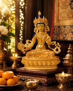 รูปปั้นเทพีสิตตัปตรา ร่มขาว งานหล่อทองเหลืองทำมือจากโรงงานโดยตรง พร้อมบริการสลักโลโก้ตามสั่ง งานประติมากรรมพุทธศาสนา - Product Image 4