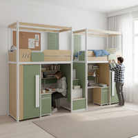 Lit de dortoir en bois de style moderne avec lit superposé et bureau, bureau informatique et lit de dortoir. Lit de dortoir individuel exquis