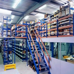 Paneles de tablero de piso entresuelo de acero Industrial de diseño libre Protección contra la corrosión Estante de almacén con metal ajustable para almacenamiento - Product Image 3