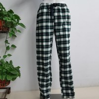 Pantalon de Pyjama en coton imprimé pour femmes, décontracté, taille élastique, avec cordon de serrage, à carreaux,