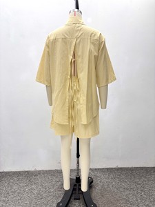 Ensemble 2 pièces chemise et short jaune rayé à dos ouvert avec détail de nouage pour femme Sehe Fashion - Product Image 6