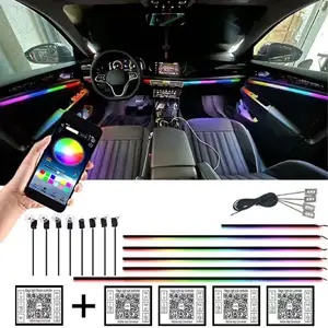 בקרת APP אקריליק רודף RGB אוטומטי אור אווירה רכב פנים מנורה דקורטיבית רכב אור סביבתי