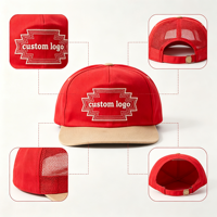 Topi Baseball Vintage Custom Dua Warna Model Trucker dengan Pinggiran Suede Kontras, Topi Snapback Tanpa Struktur, Topi Retro Streetwear