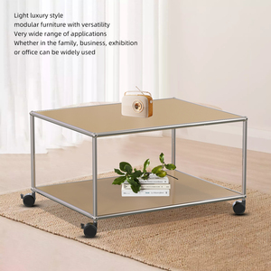 Bàn bên di động màu trà sữa, Bàn cà phê và đồ nội thất bằng kim loại bằng thép không gỉ tùy chỉnh cho phòng khách - Product Image 3